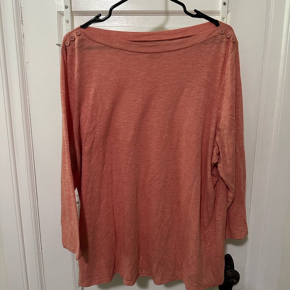 Lane Bryant Boat Neck Shirt 3/4 Sleeve w/Button Detail Size 18/20 Never Worn